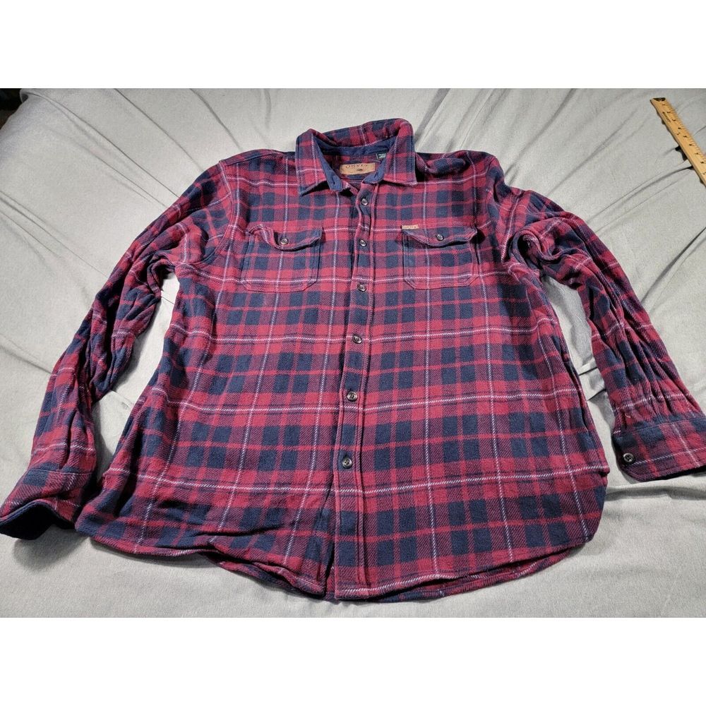 ORVIS Men's Heavyweight Flannel Shirt 2XL Red Plaid Pockets Shacket